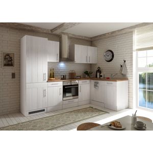 Hoekkeuken 280  cm - complete keuken met apparatuur Anton  - Wit/Wit - soft close - keramische kookplaat - vaatwasser - afzuigkap - oven  - spoelbak