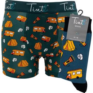 Tintl geschenkset boxershorts + sokken | Dutch - Camping life (maat XL & 41-46)