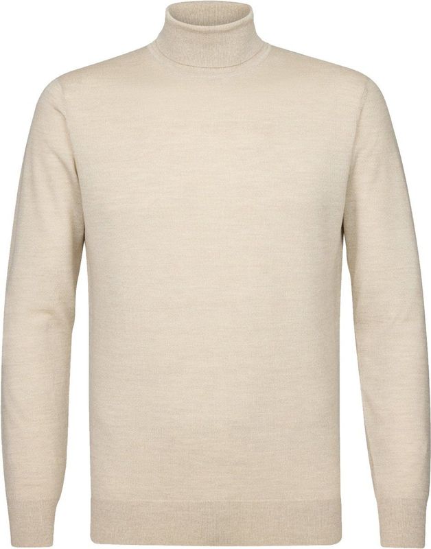 Profuomo - Slim Fit Coltrui - Beige - Heren Trui - 100% Wol