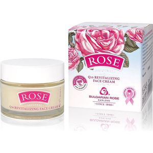 Q10 revitalizing face cream Rose Original | Revitaliserende dag-/nachtcrème met amandelolie en 100% natuurlijke Bulgaarse rozenolie en rozenwater