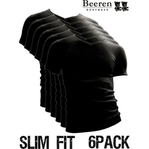 Beeren | T-Shirt | V-Hals | MAAT XL | 6-Pack | Zwart | Slim Fit