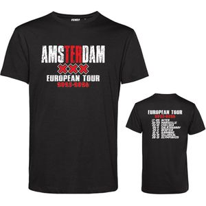 T-shirt Amsterdam European Tour | Europa Shirt | Geen officieel Ajax Artikel | Zwart | maat XS