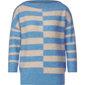 Street One LTD QR striped u-boat Dames Sweater - light spring blue melange - Maat 40