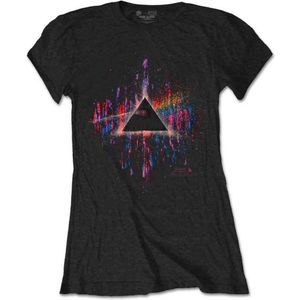 Pink Floyd - Dark Side Of The Moon Pink Splatter Dames T-shirt - L - Zwart