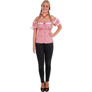 Tiroler blouse - Dames - Oktoberfest - rood - wit - Maat L