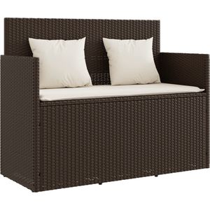 vidaXL Tuinbank - Bruin - Inclusief kussens en opbergruimte Tuinbank - Bankje - Buitentijdbank - Lounge Bank - Relaxstoel