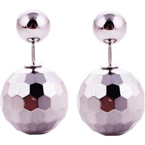 Fako Bijoux® - Oorbellen - Double Acrylic Dots - Zilverkleurig