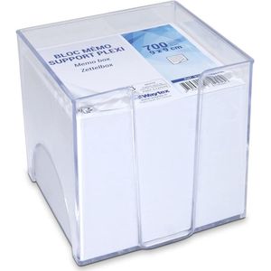 Memoblok met Houder - 700 Notities - 9 x 9 cm - Wit - Kunststof