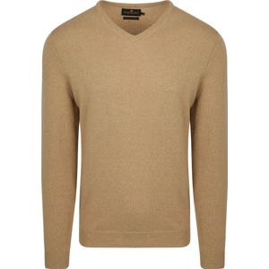Steppin' Out Pullover V-hals Merinowol Lichtbruin - Maat M - Heren - Pullovers