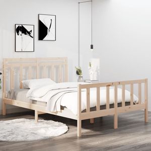 The Living Store Bedframe Grenenhout - Zwart - 120 x 190 cm - Multiplex lattenbodem