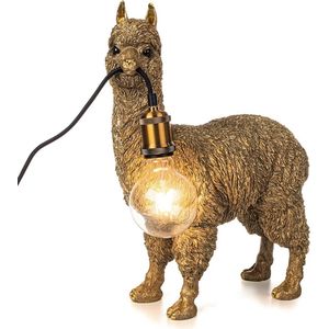 Alpaca tafellamp - Alpaca lamp- alpaca - goud - E27 - lama - verlichting - lamp - staand - Wilgenhart
