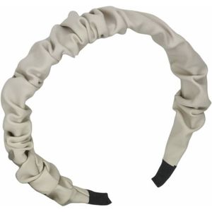 Diadeem - haarband van imitatieleer - beige gerimpeld
