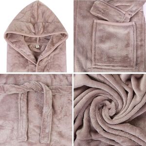Dames Badjas met Capuchon, Zacht Pluizig Fleece, Ochtendjas