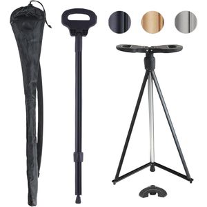 Wandelstok met Zitting - Opvouwbare Kruk voor Volwassenen, Lichtgewicht en Draagbare, Maximaal 190 kg, Ideaal voor Buiten