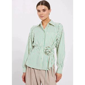 Linna shirt bright green stripe- NORR