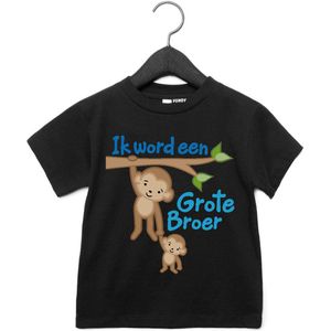 T-shirt kind Aapje Ik word een Grote Broer | Kraamcadeau | Zwangerschap aankondiging | Zwart | maat 164