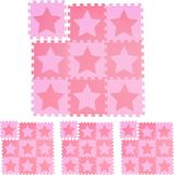 Relaxdays 36x speelmat foam sterren - puzzelmat - speelkleed - vloermat - roze-paars