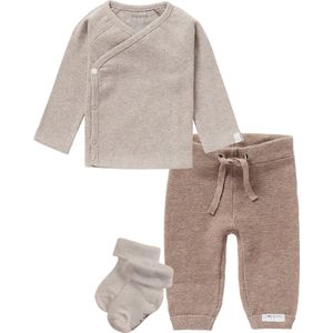 Noppies - Kledingset - 3 delig - Broek Grover Knit Taupe - Shirt nanyuki - 1 paar sokjes taupe - Maat 56