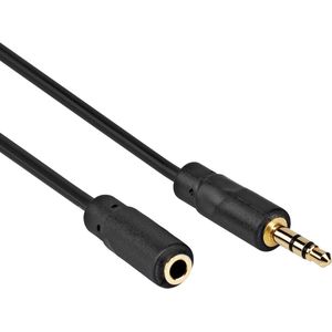 Jack verlengkabel 3.5 mm - Male To Female - Zwart - 3 meter - Allteq