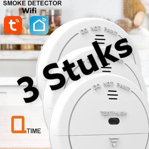 LET OP 3 STUKS VOORDEELVERPAKKING Q-time Compacte Slimme Rookmelder WiFi - Tuya & Smartlife app - voldoet aan EU normen - koppelbaar met Alexa, Google, SmartThings, Tuya, Smart Life, SHB Smart enz. enz.