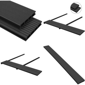vidaXL Terrasplanken HKC met accessoires 10 m² 2,2 m antraciet - Terrasplank - Terrasplanken - Terras Plank - Terras Planken