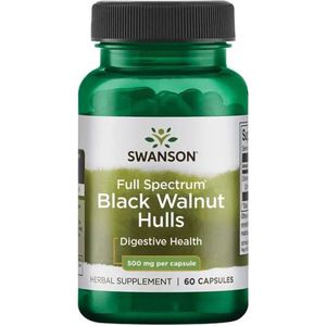 Swanson - Antioxidant - Black Walnut Hulls - Junglas Nigra - 500mg - 60 Capsules - Zwarte Walnootboom