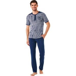 Feyza - Heren Pyjama Set, Korte Mouwen, Donkerblauw - L