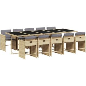 vidaXL 11-delige Tuinset - Poly Rattan - Gemengd Beige Tuinset - Buitenmeubel - Lounge Set - Eetkamerset - Patio Set
