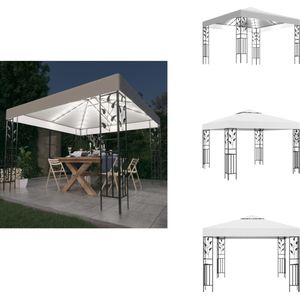 vidaXL Prieel Met Lichtslinger - Prieeëlen Met Lichtslingers - Luifel - Luifels - Prieel met LED-lichtslinger 3x3 m wit