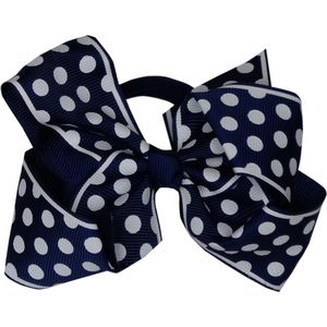 Jessidress Jessidress Baret Meisjes Haarelastiekje met strikje van stippen textuur - Donker Blauw