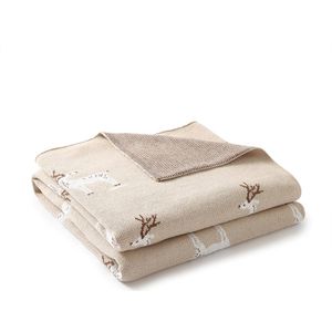 Pretty Panda - wiegdekentje baby hertjes camel - super zacht biokatoen met OEKO Tex label - kan in de droger en pluist niet - ideaal kraamcadeau