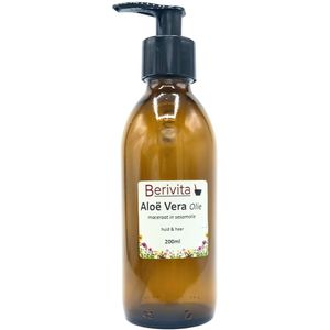 Aloë Vera Olie 200ml Pompfles - Puur en Onbewerkt - Olie van Aloë Barbadensis Gel - Huid & Haar