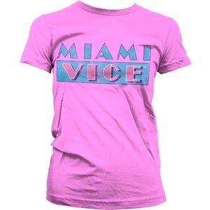 Miami Vice Distressed Logo Girly T-Shirt Damen Pink-S