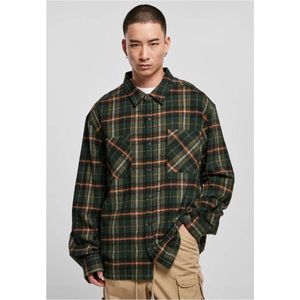 Urban Classics - Boxy Fane Check Overhemd - 4XL - Groen/Oranje