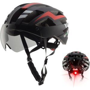 GOOFF® Blitz Fietshelm met Vizier en Verlichting - Ebike Helm voor Volwassenen - Geschikt voor Elektrische Fiets en Racefiets - LED Licht - Dames en Heren - L