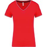 Kariban - K394 - Dames T-shirt - Rood - Piqué V-hals