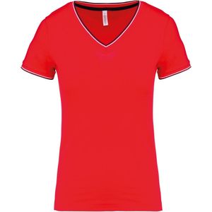Kariban - K394 - Dames T-shirt - Rood - Piqué V-hals