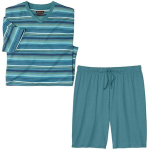 ATLAS FOR MEN - Gestreepte zomerpyjama met V-hals Santorin - Heren - Verkrijgbaar in grote maten - 5XL