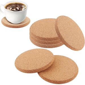 Set van 6 ronde kurk onderzetters - antislip en hittebestendig - 10 cm diameter - kurk