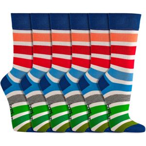 Gestreepte dames sokken | Bamboe sokken | Kleur: Meerkleurig | Maat: 35-38 / 39-42 | 6 paar