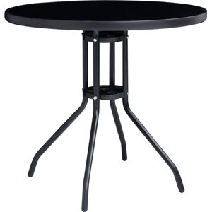 vidaXL 5-delige Bistroset - Zwart/Antraciet Tuinset - Bistroset - Buitendecoratie - Tuintafel - Tuinstoelen