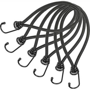 CHPN - Spin - Spanelastiek - Zwart - Spanners - Spanelastiek met Haak - 6 stuks - Kampeer artikelen - Survival - Spanbandjes - 20CM