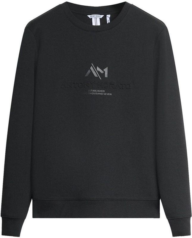 Antony Morato Trui Cotton Blend Slim Fit Crewneck Sweatshirt With Logo Mmfl01102 Fa150168 9000 Black Mannen Maat - L