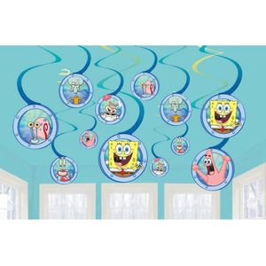 Amscan Swirlslingers Spongebob 61 Cm Papier Blauw 12 Stuks