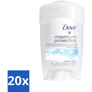 20 x Dove Deodorant Stick - Maximum Protection - Original Clean - 45 ml - Anti-transpirant Stick - Deodorant Stick - Maximum Protection - Anti-transpirant - Zweet En Geur