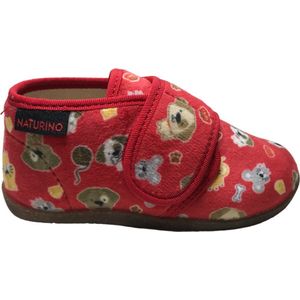 Naturino - Home - Mt 25 - velcro huisdieren velvet pantoffel - rood