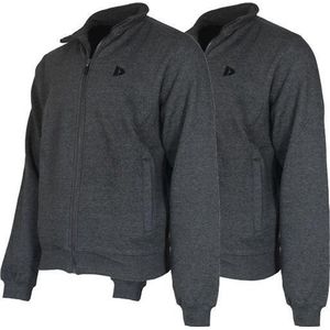 2-Pack Donnay - Sweater zonder capuchon (Bryan) - Sportvest - Heren - Charcoal-marl (037) - maat S