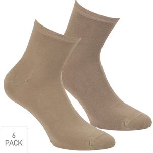 Bamboe Quarter Sokken 6-Pack - Beige - Maat 36-40 - Zachte Bamboe Sportsokken Voor Frisse Droge Voeten - Dames / Heren