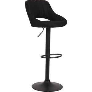 Barkruk Hipo Zwart zwart - Stof - 60-81cm zithoogte - Ergonomische barstoelen - In hoogte verstelbaar - Set van 1 - Met rugleuning - Voor keuken en bar