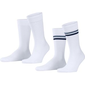 Esprit Tennis Stripe 2-Pack duurzaam gestreept organisch katoen multipack sokken heren wit - Maat 43-46